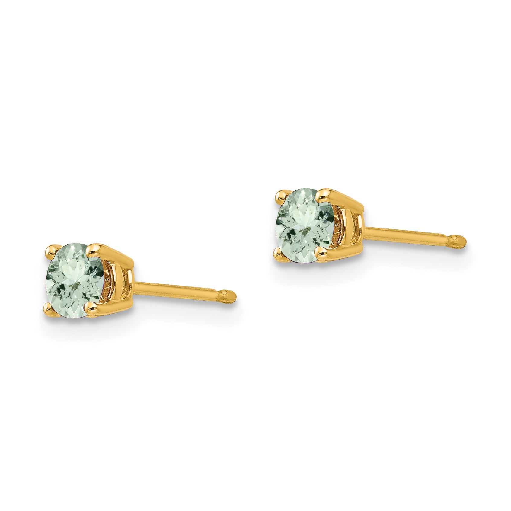 14k 4mm Round Green Quartz Earrings Secondary image