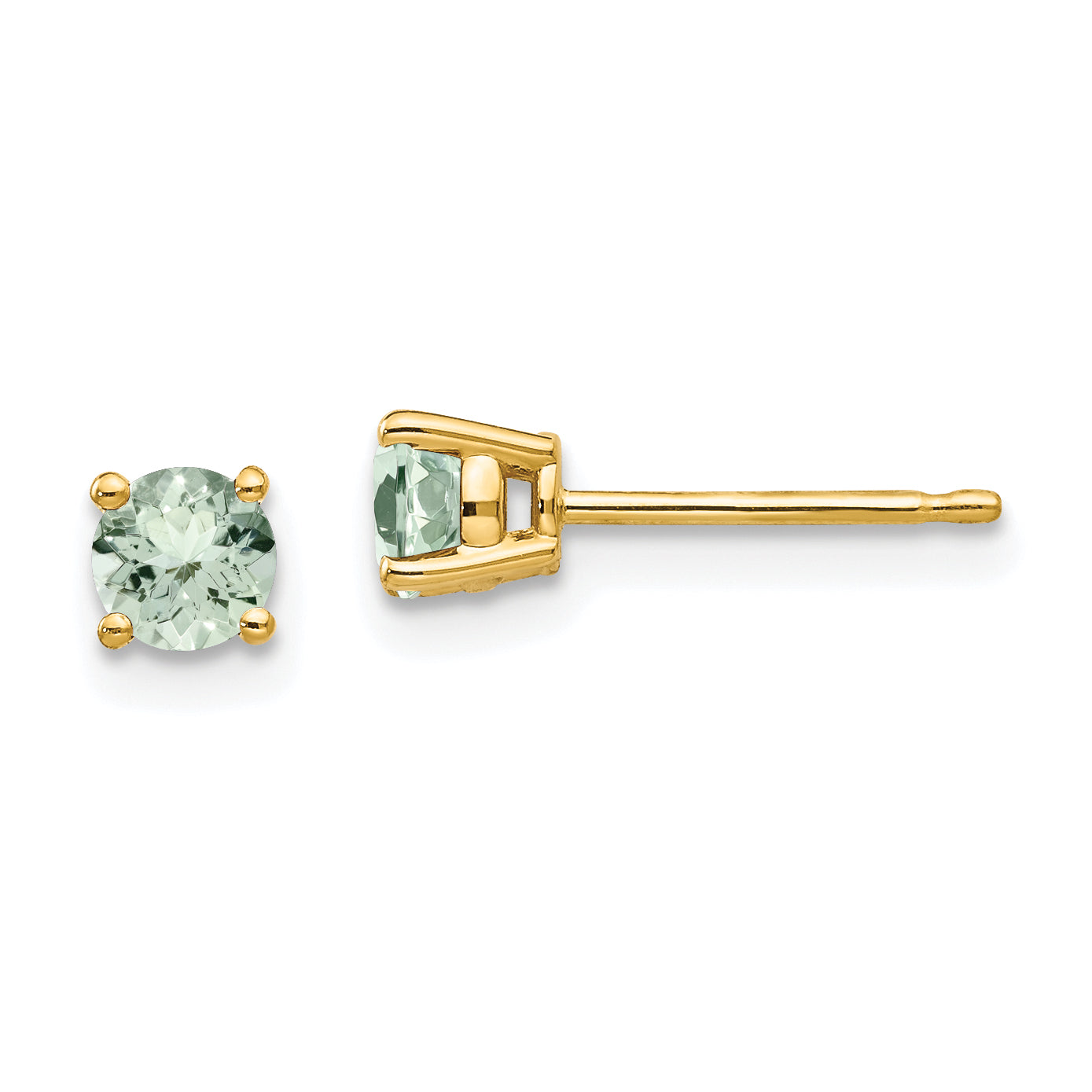 14k 4mm Round Green Quartz Earrings Main image