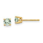 14k 4mm Round Green Quartz Earrings