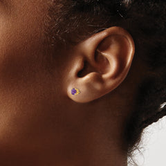 14k 4mm Amethyst Earrings