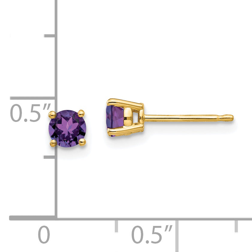 14k 4mm Amethyst Earrings