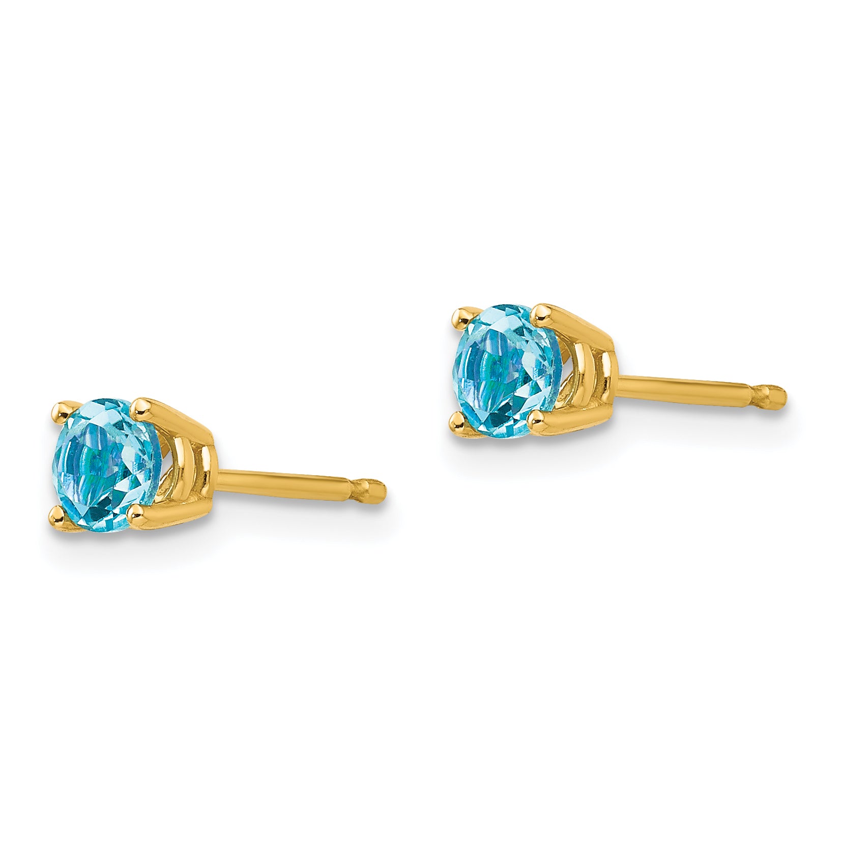 14k 4mm Blue Topaz Earrings Secondary image