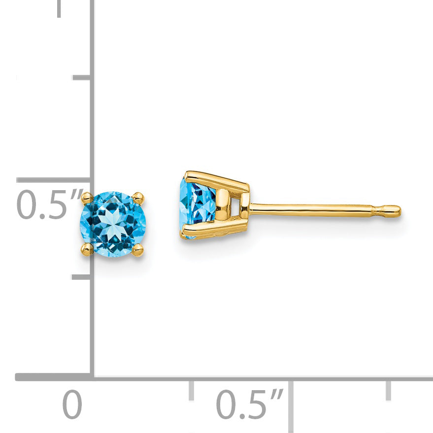 14k 4mm Blue Topaz Earrings