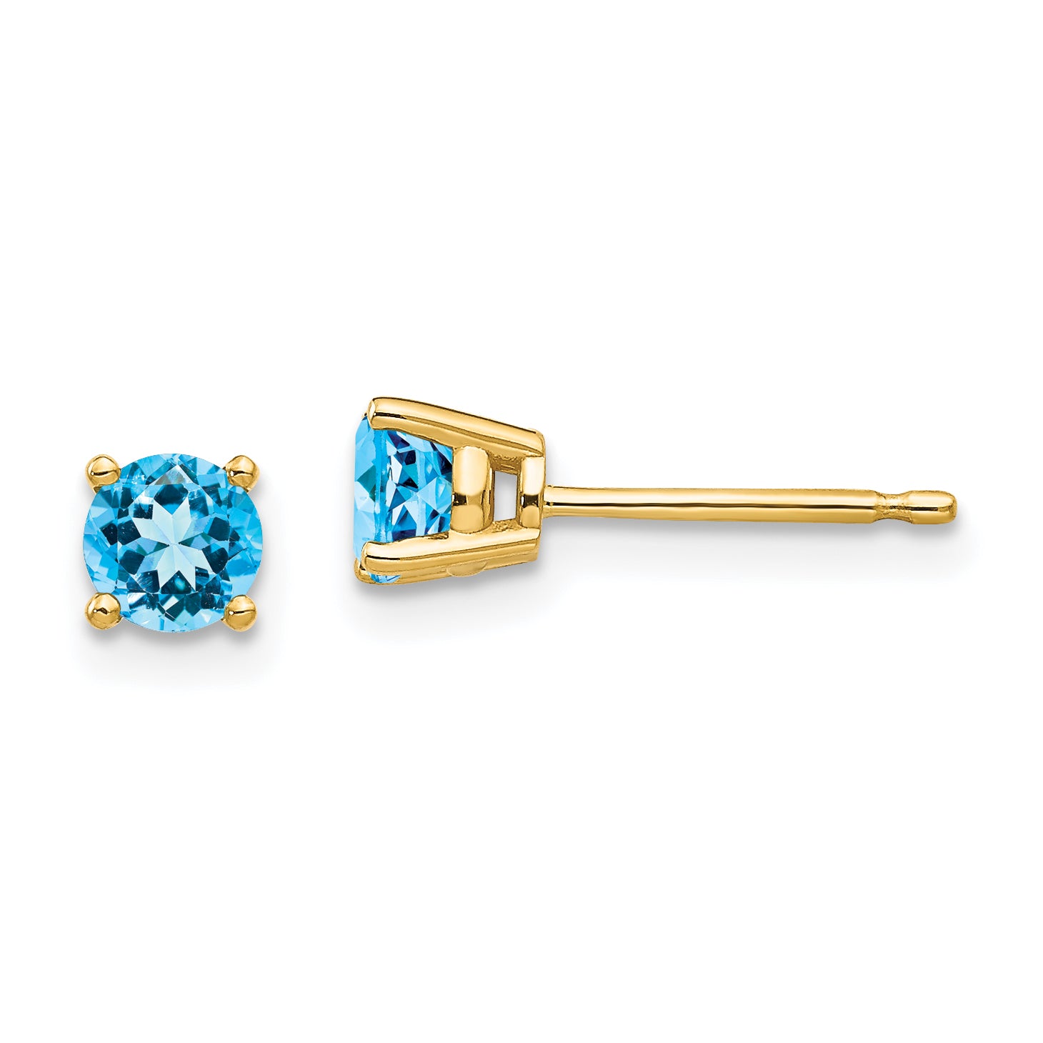 14k 4mm Blue Topaz Earrings Main image