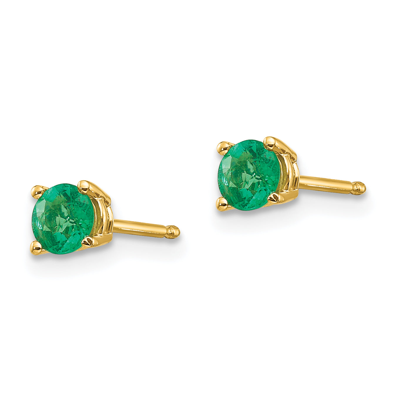 14k Emerald Post Earrings Secondary image