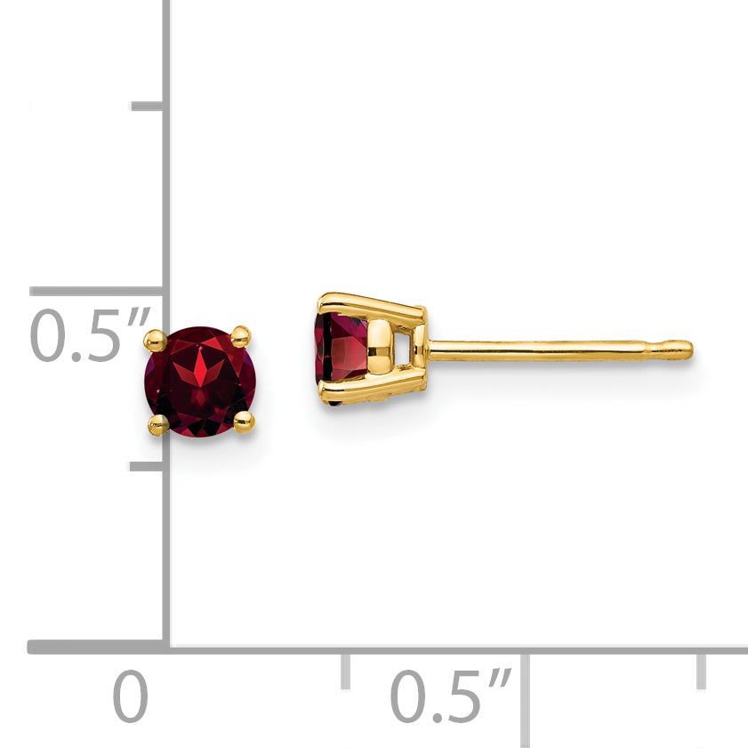 14k 4mm Garnet Earrings
