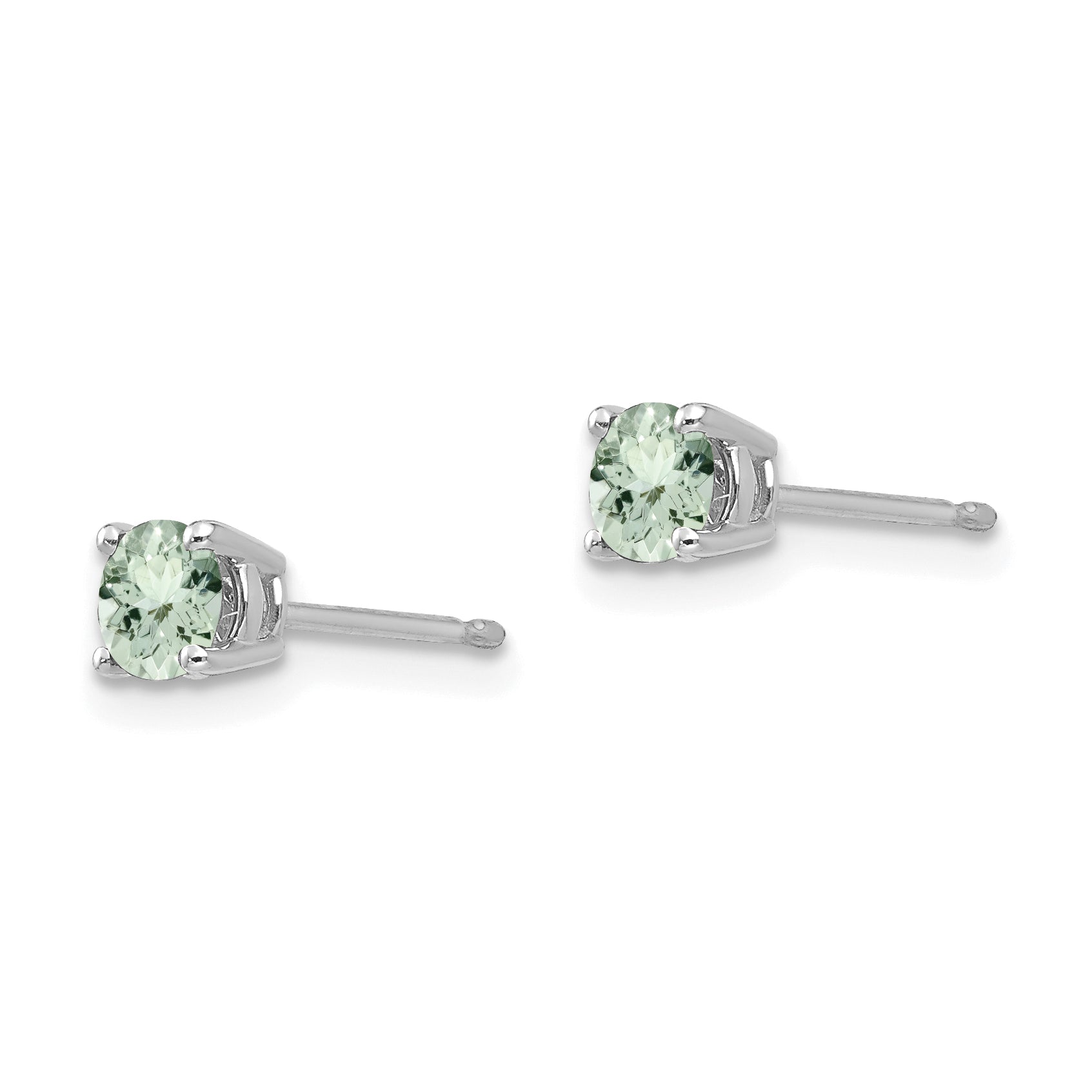 14kw 4mm Round Green Quartz Earrings
