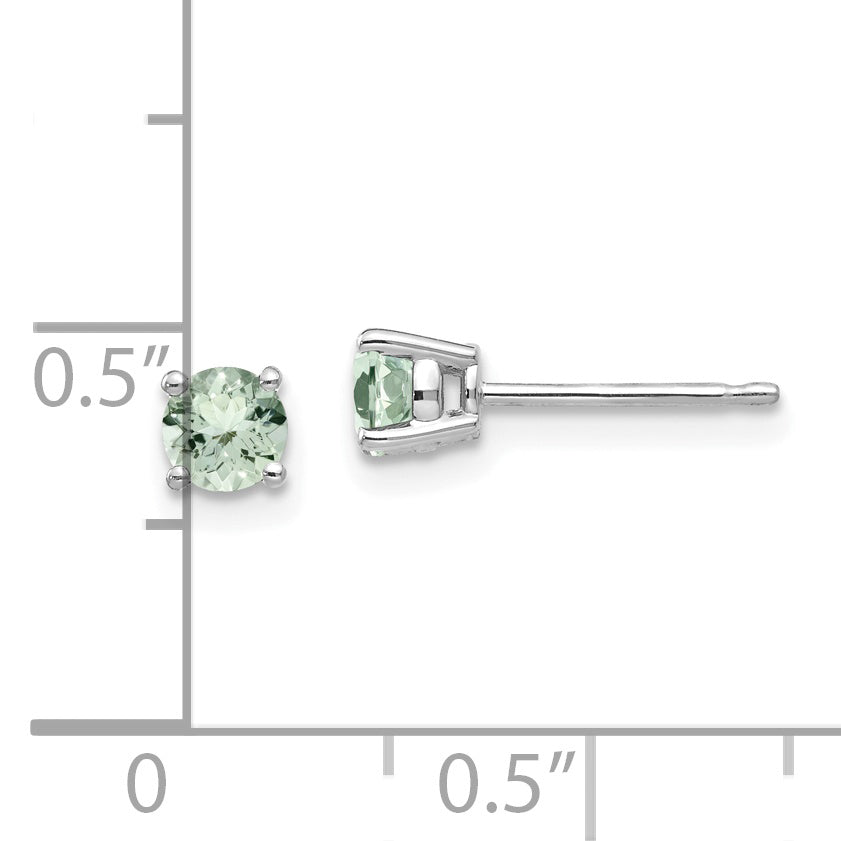 14kw 4mm Round Green Quartz Earrings