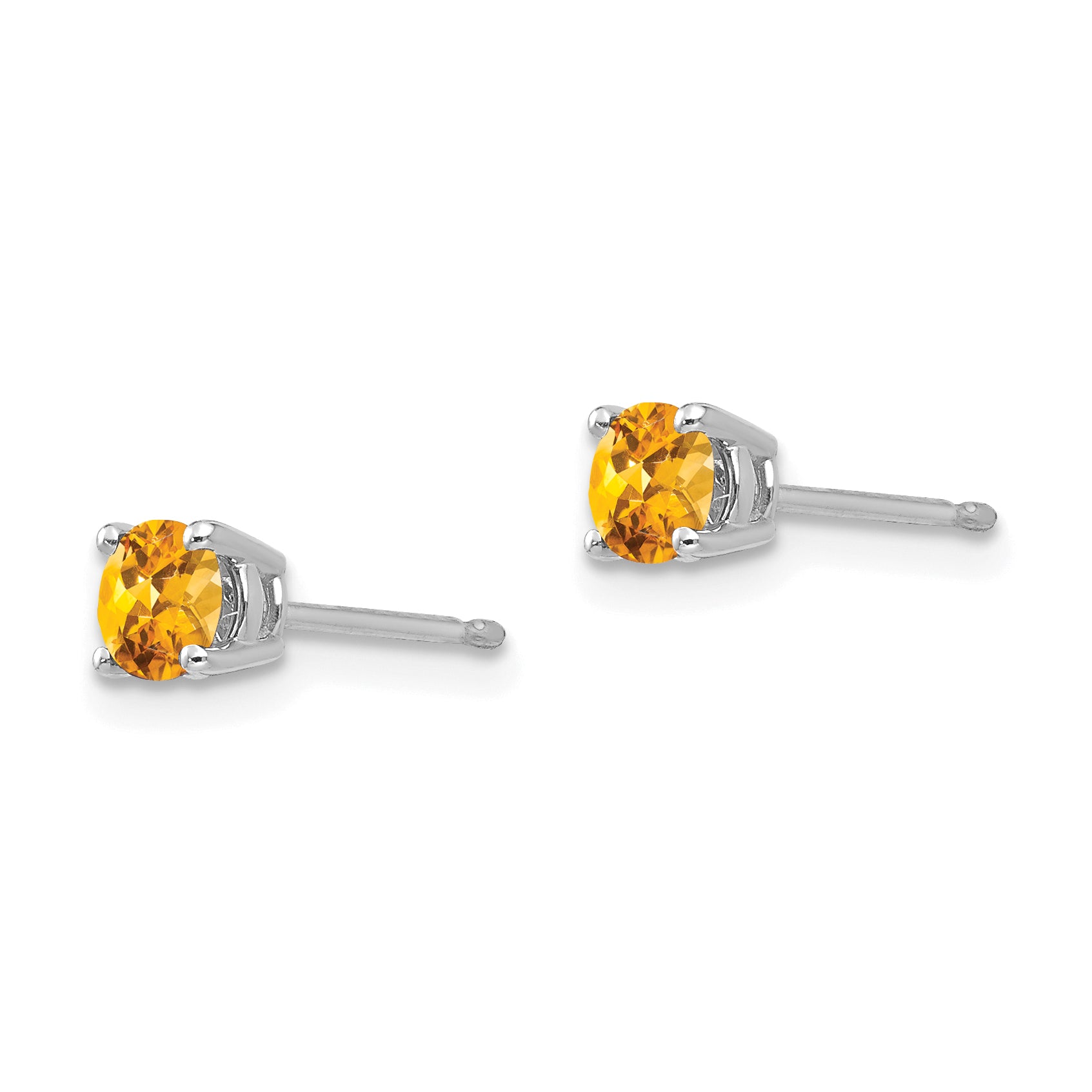 14k White Gold 4mm Citrine Earrings Secondary image