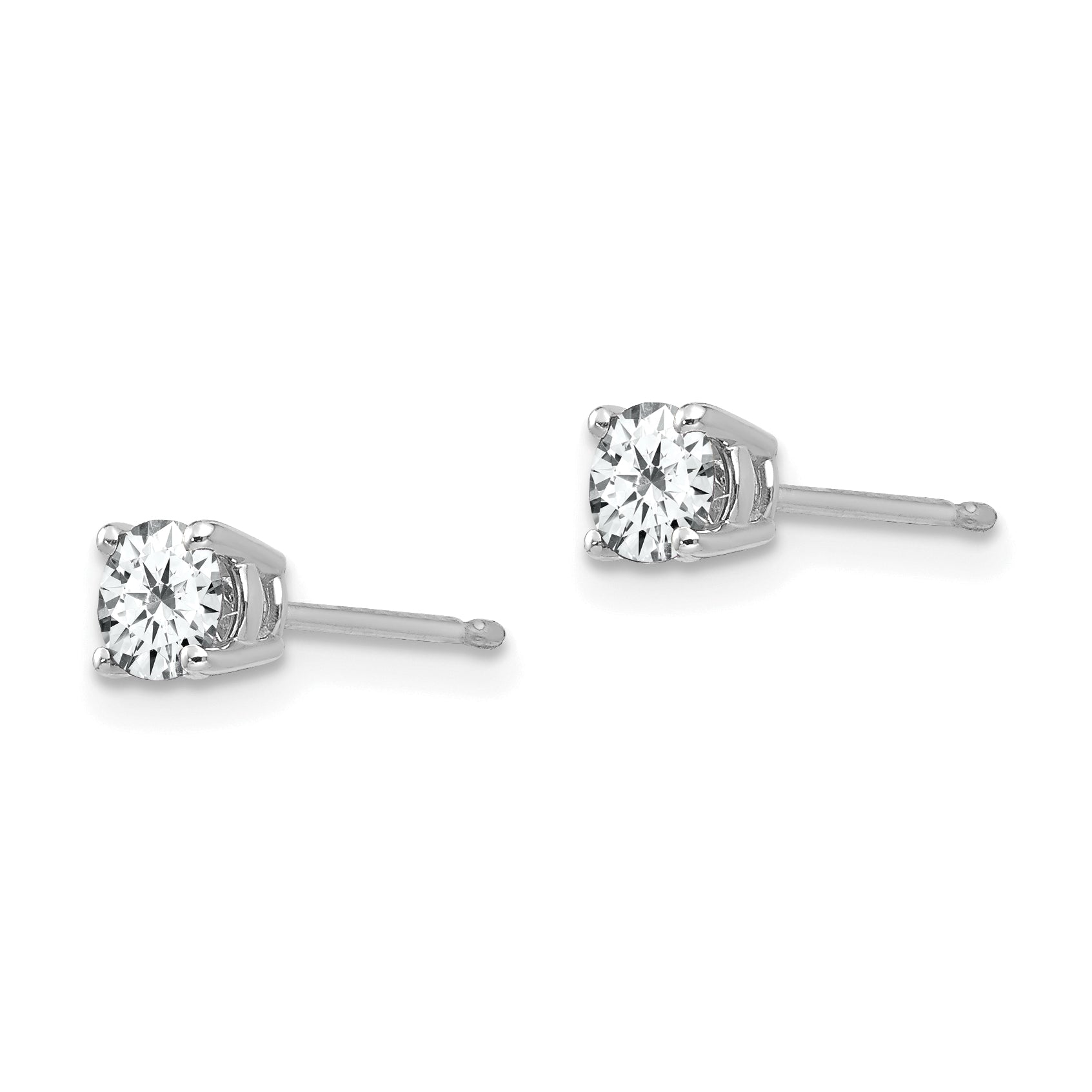 14k White Gold 4mm Cubic Zirconia Earrings Secondary image
