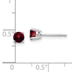 14k White Gold 4mm Garnet Earrings