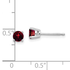 14k White Gold 4mm Garnet Earrings