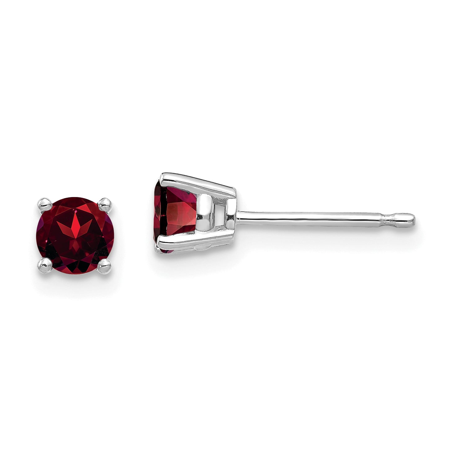 14k White Gold 4mm Garnet Earrings Main image