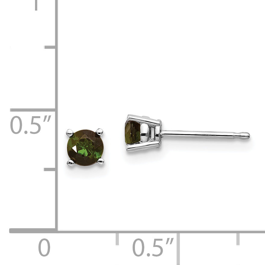 14k White Gold Green Tourmaline Earrings