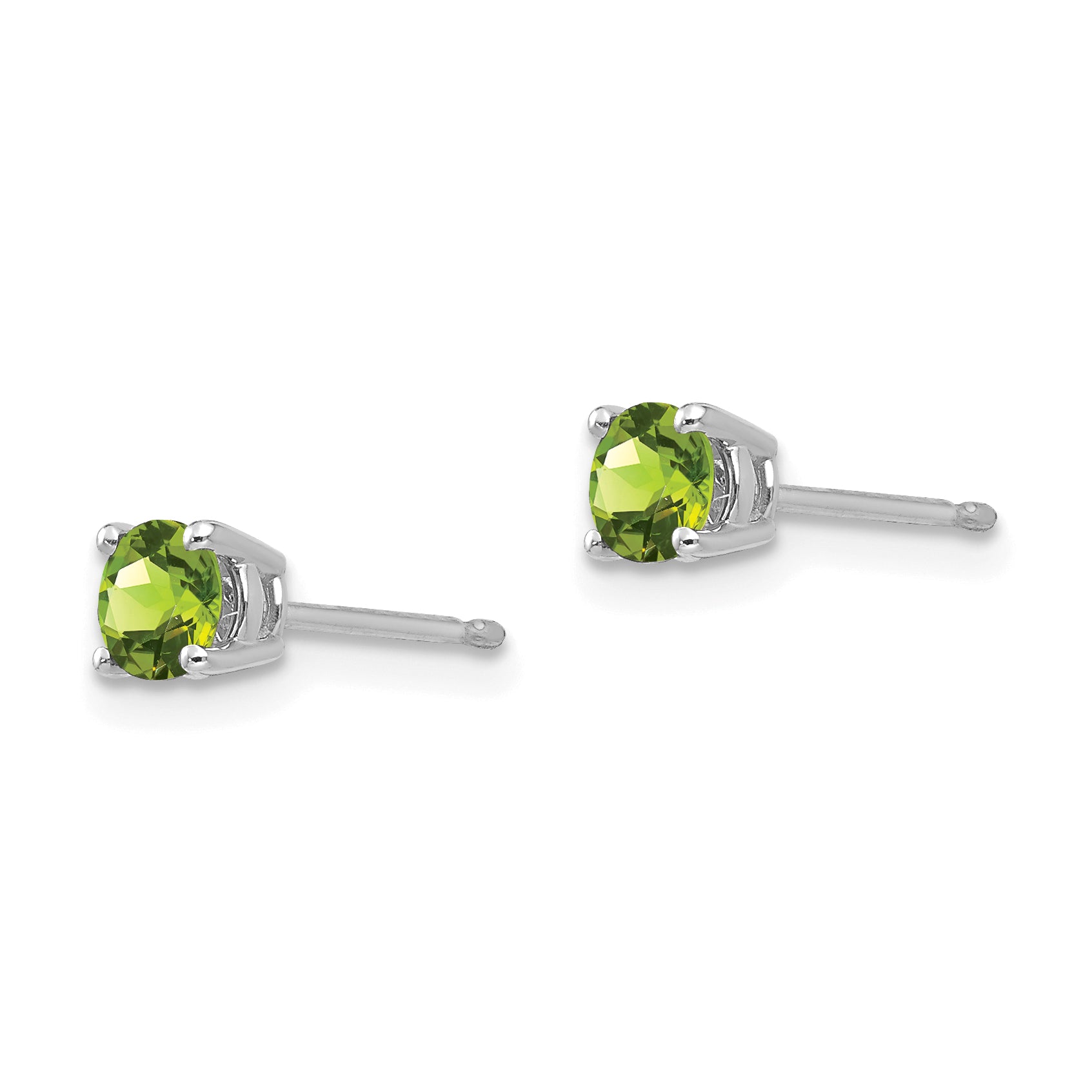 14k White Gold 4mm Peridot Earrings Secondary image