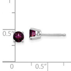 14k White Gold 4mm Rhodolite Garnet Earrings