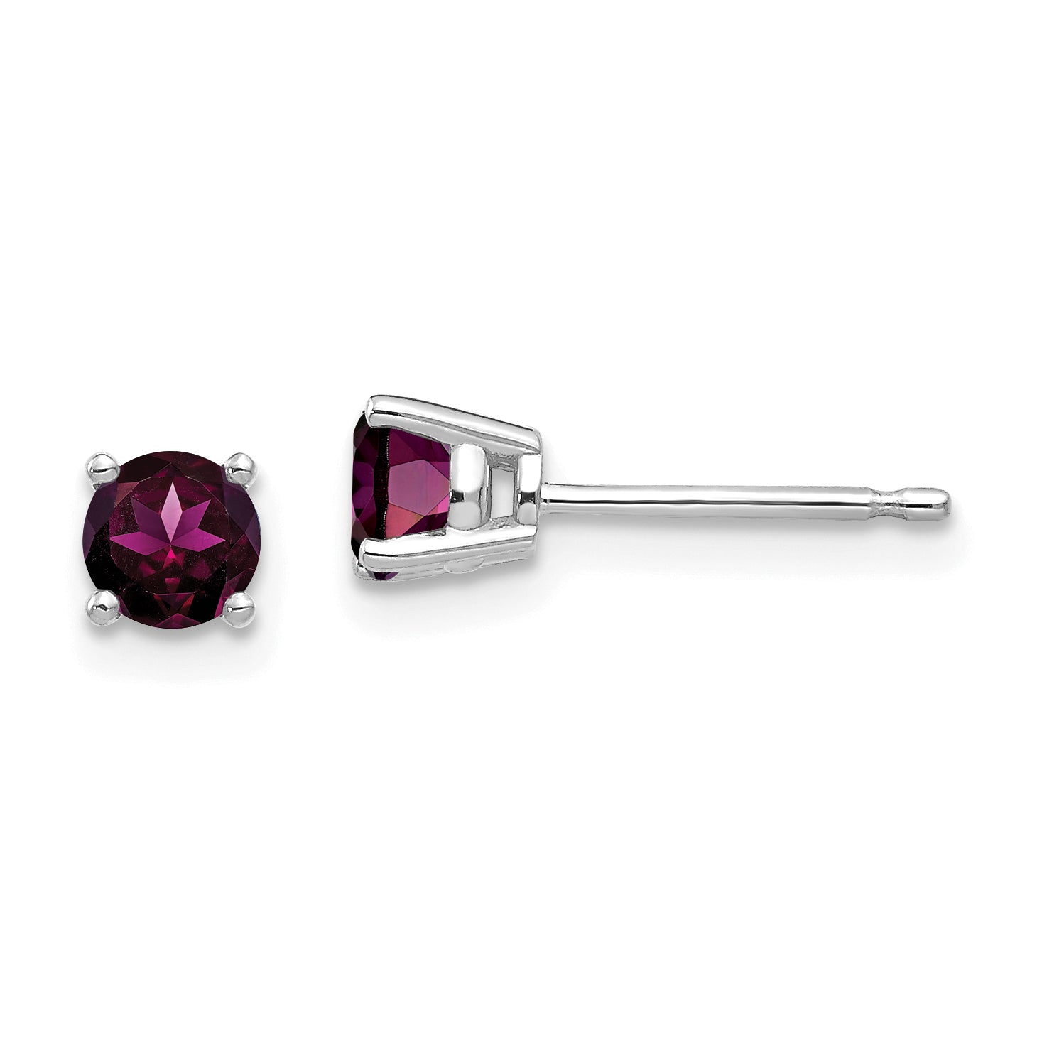 14k White Gold 4mm Rhodolite Garnet Earrings Main image