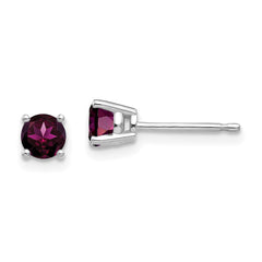 14k White Gold 4mm Rhodolite Garnet Earrings