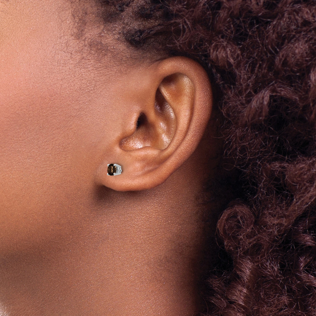 14kw 4mm Round Smoky Quartz Earring