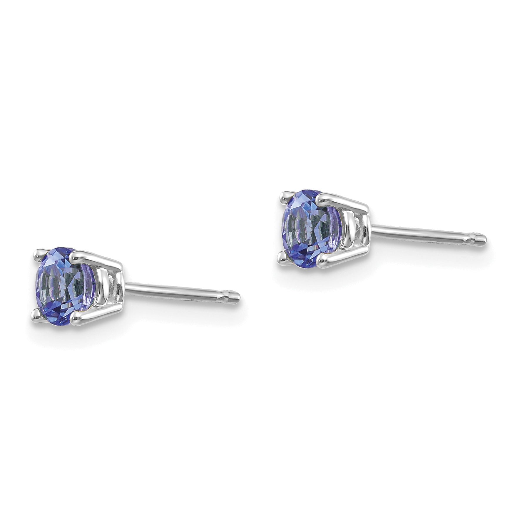 14k White Gold Tanzanite Post Earrings Secondary image