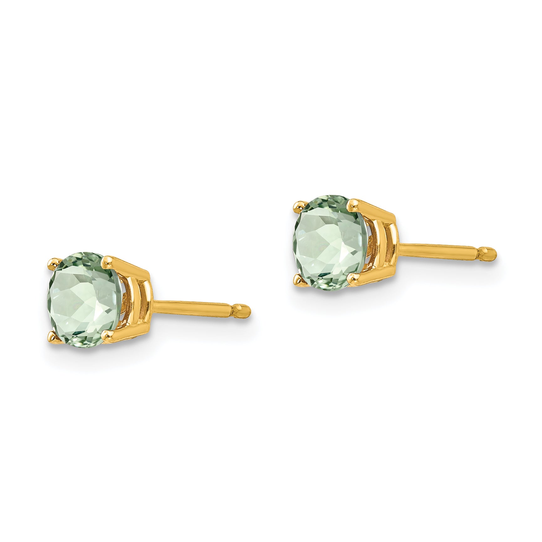14k 5mm Round Green Quartz Earrings Secondary image