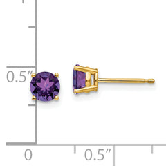 14k 5mm Amethyst Post Earrings