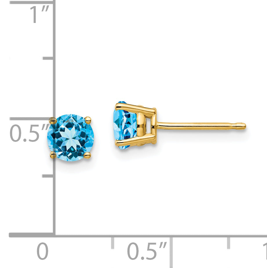 14k 5mm Blue Topaz Earrings