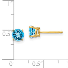 14k 5mm Blue Topaz Earrings