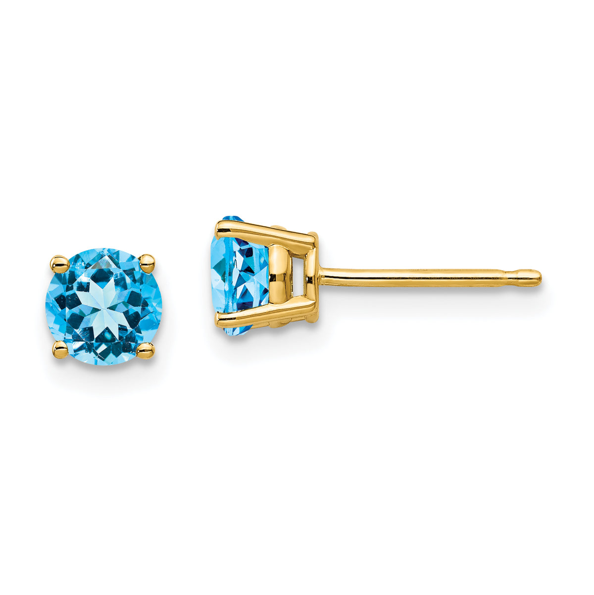 14k 5mm Blue Topaz Earrings