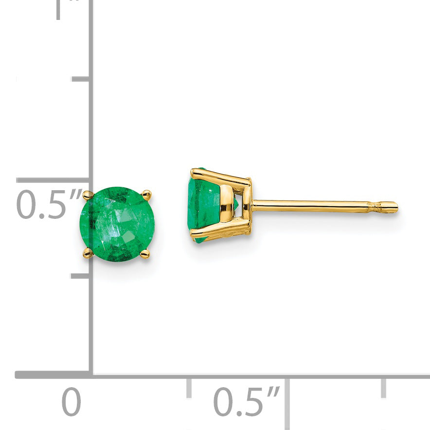 14k Emerald Post Earrings