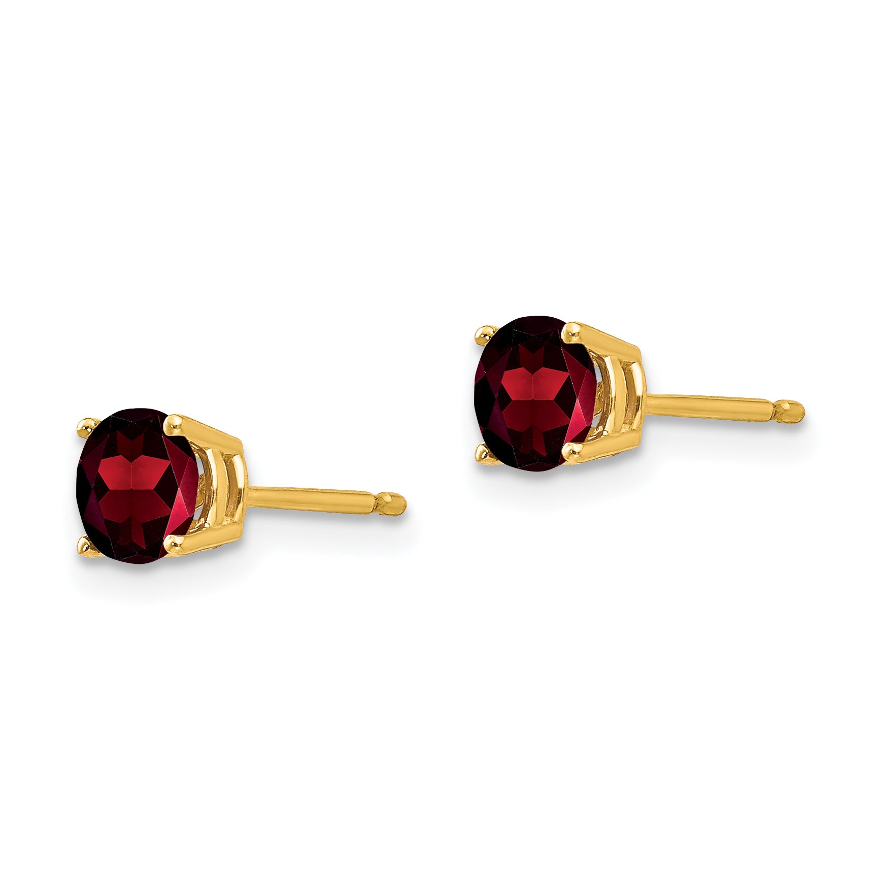 14k 5mm Garnet Post Earrings Secondary image
