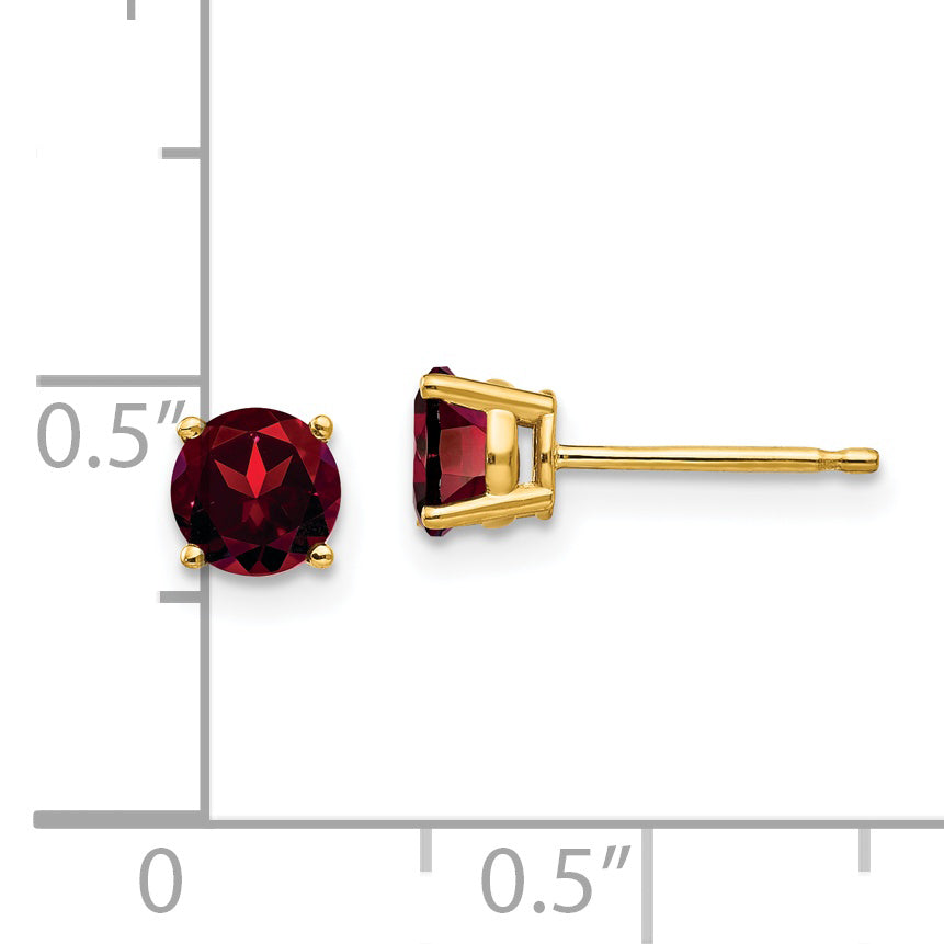 14k 5mm Garnet Post Earrings