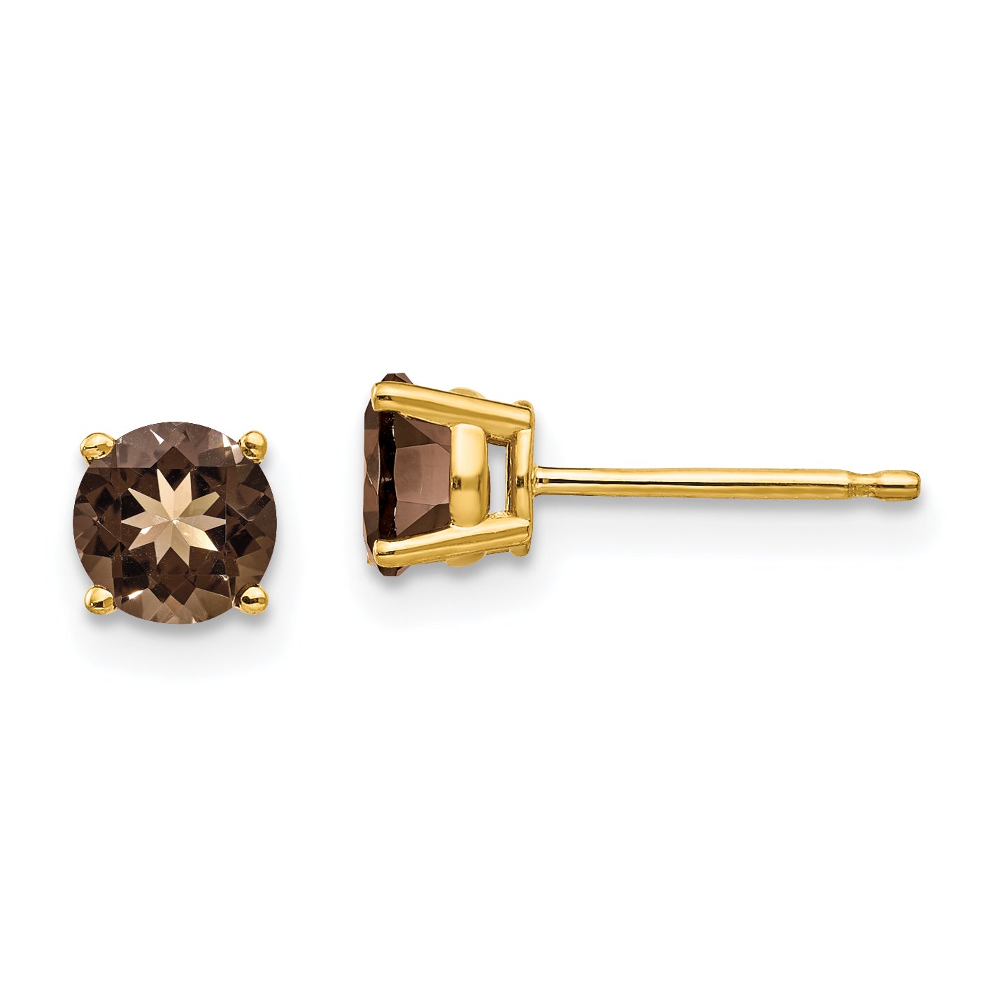 14k 5mm Round Smoky Quartz Earrings Main image