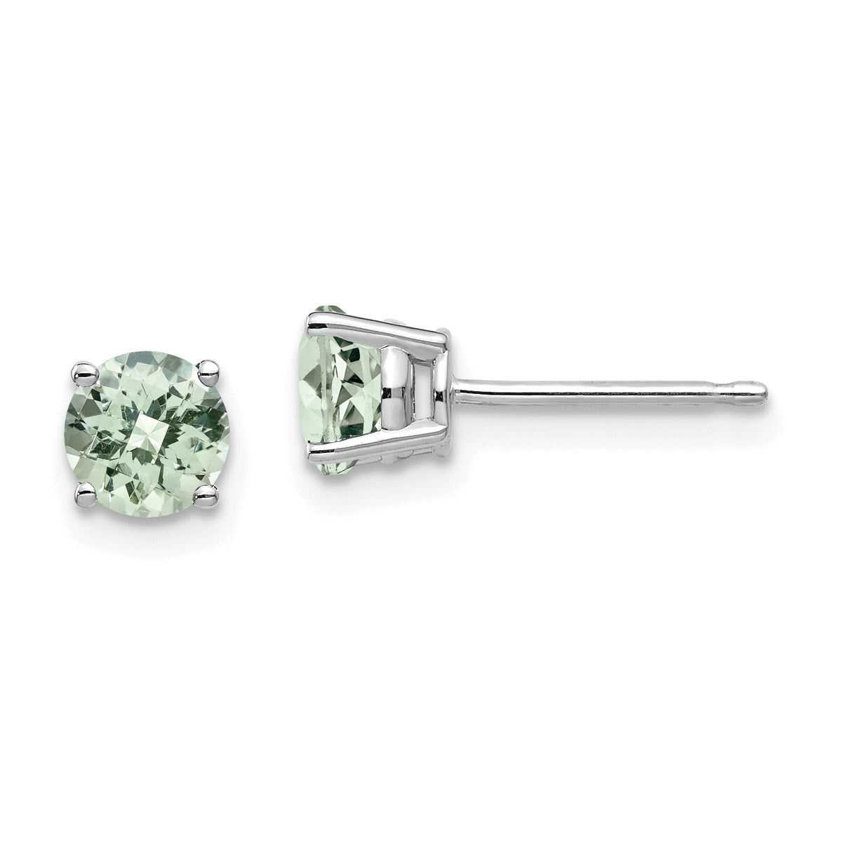 14kw 5mm Round Checker-Cut Green Quartz Earrings Main image
