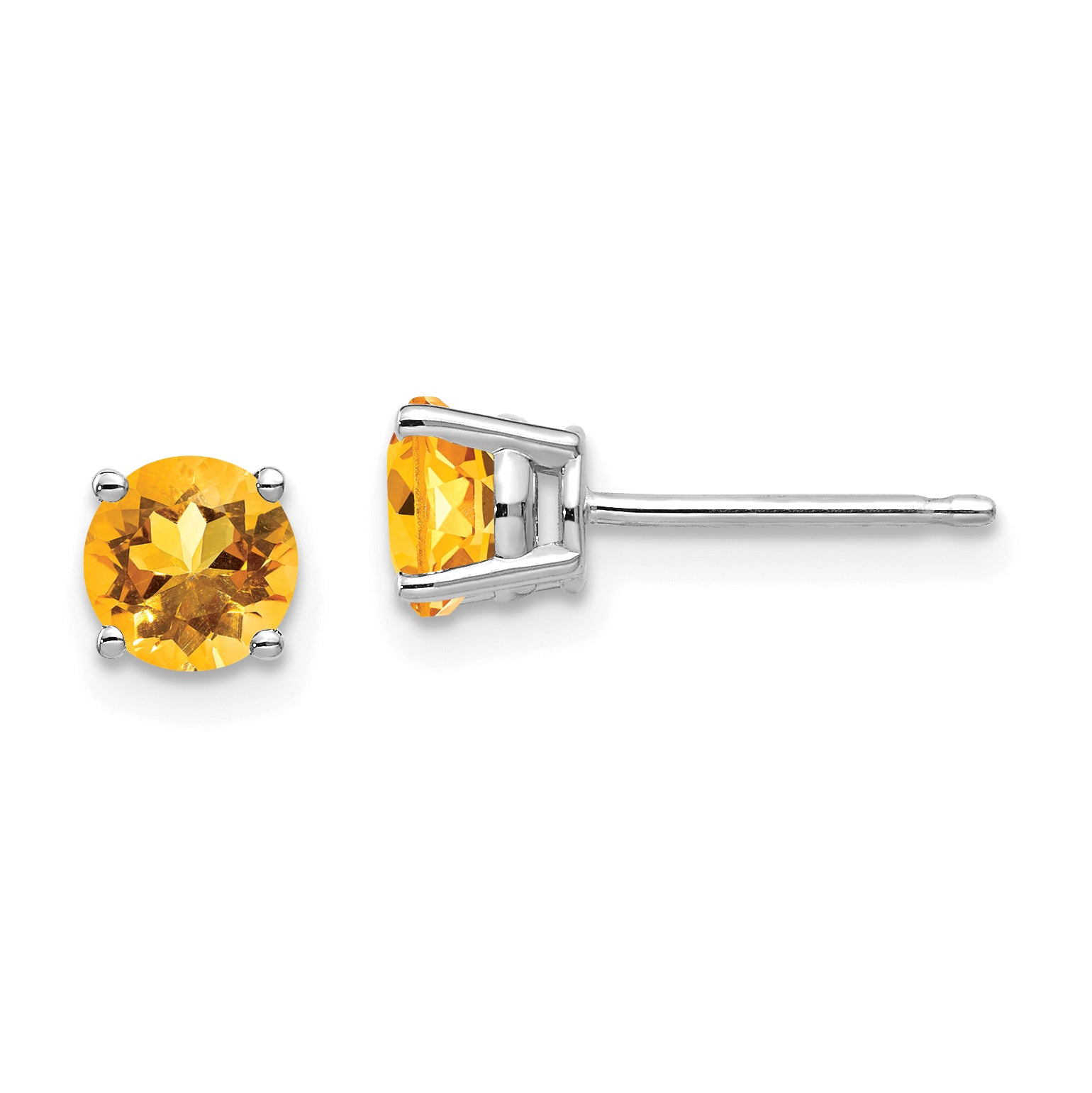 14k White Gold 5mm Citrine Earrings Main image