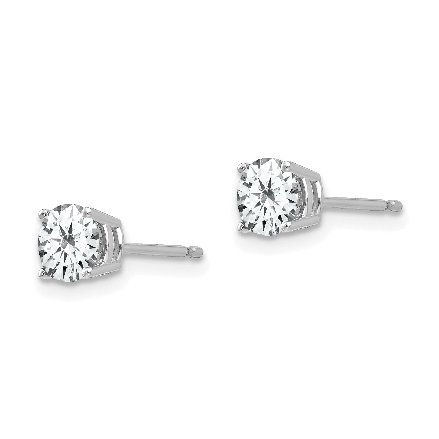 14k White Gold 5mm Cubic Zirconia Earrings Secondary image