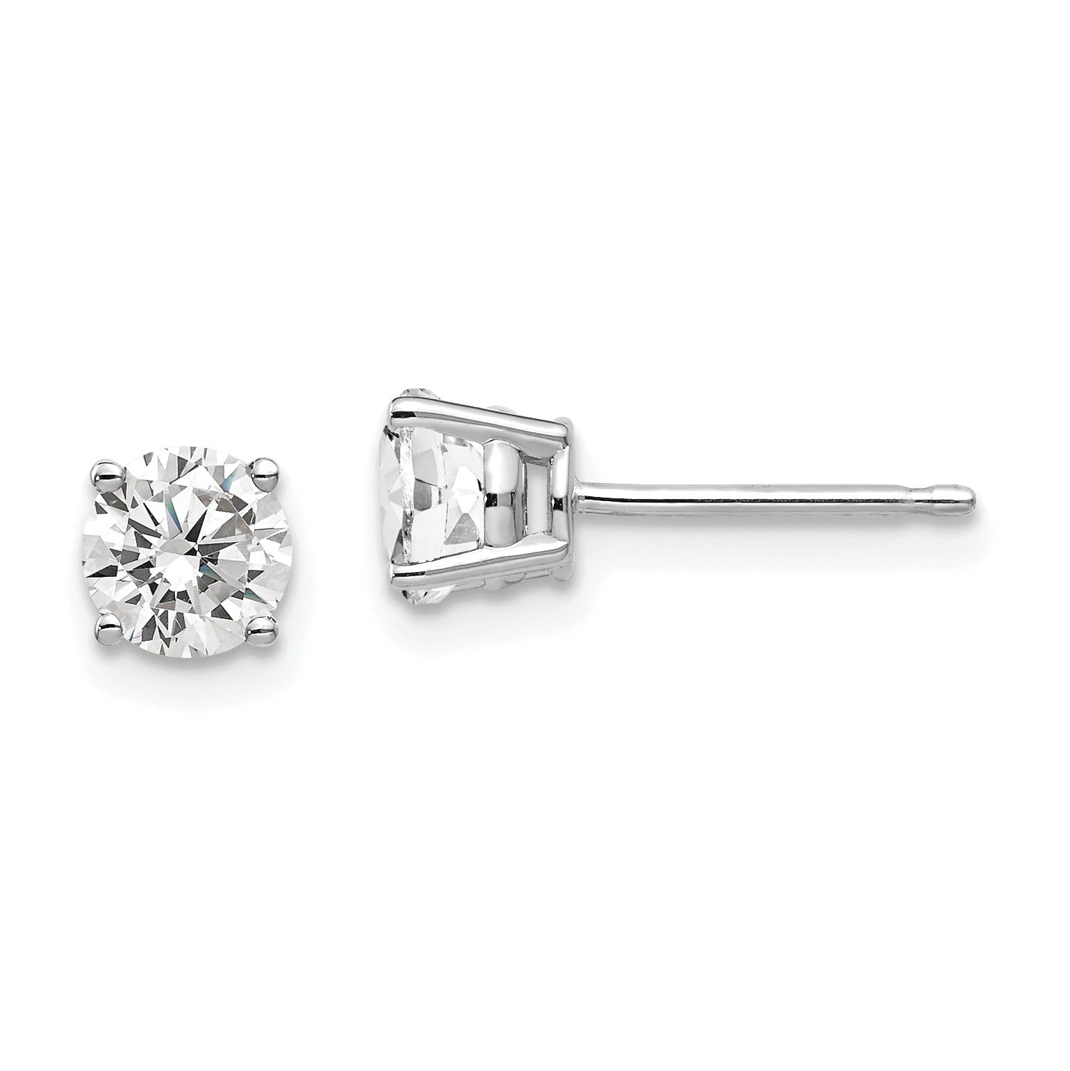 14k White Gold 5mm Cubic Zirconia Earrings Main image