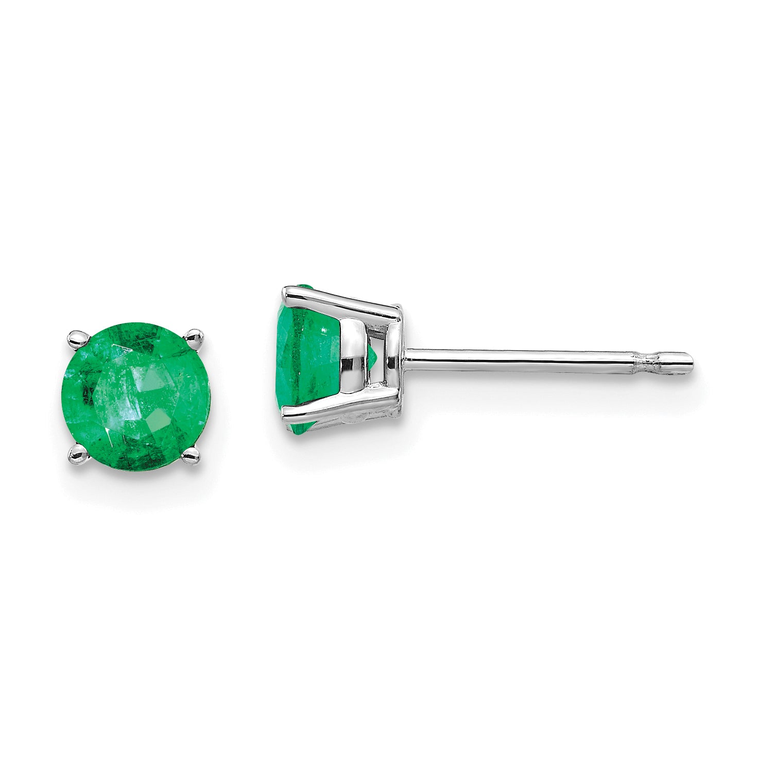 14k White Gold Emerald Earrings