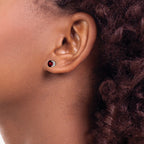 14k White Gold 5mm Garnet Earrings
