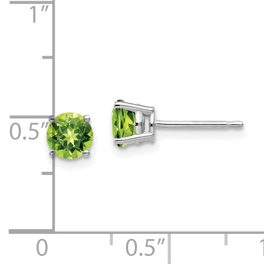14k White Gold 5mm Peridot Earrings