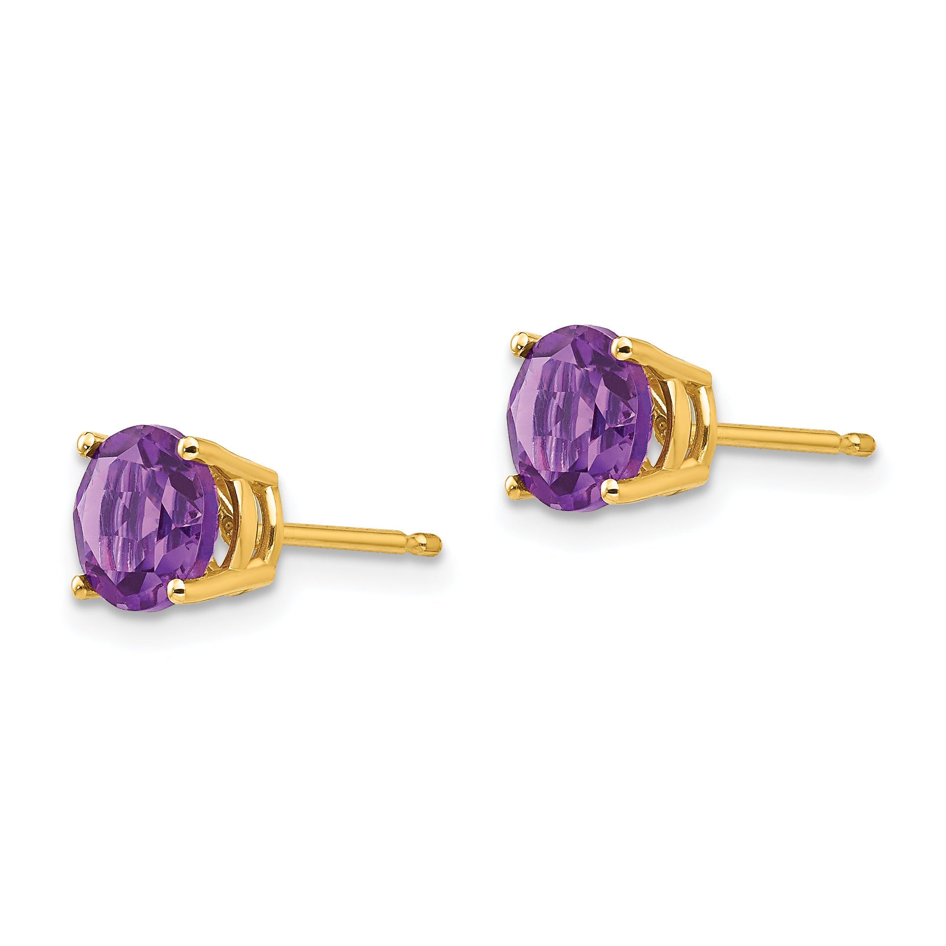 14k 6mm Amethyst Post Earrings Secondary image