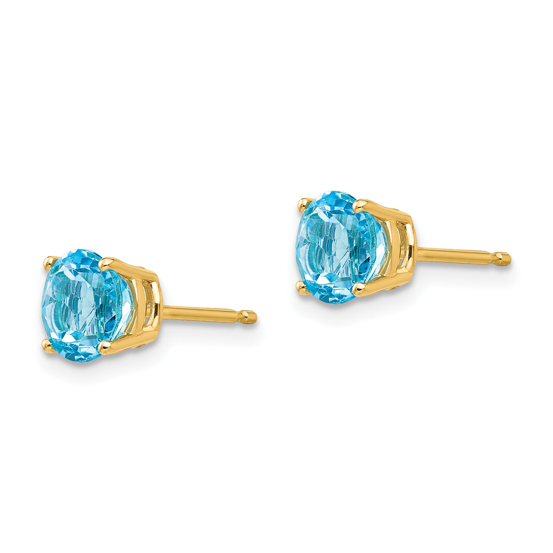 14k 6mm Blue Topaz Earrings Secondary image