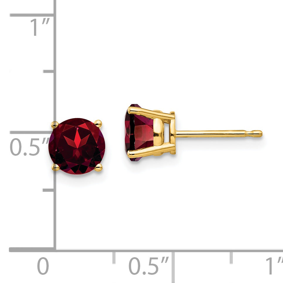 14k 6mm Garnet Post Earrings