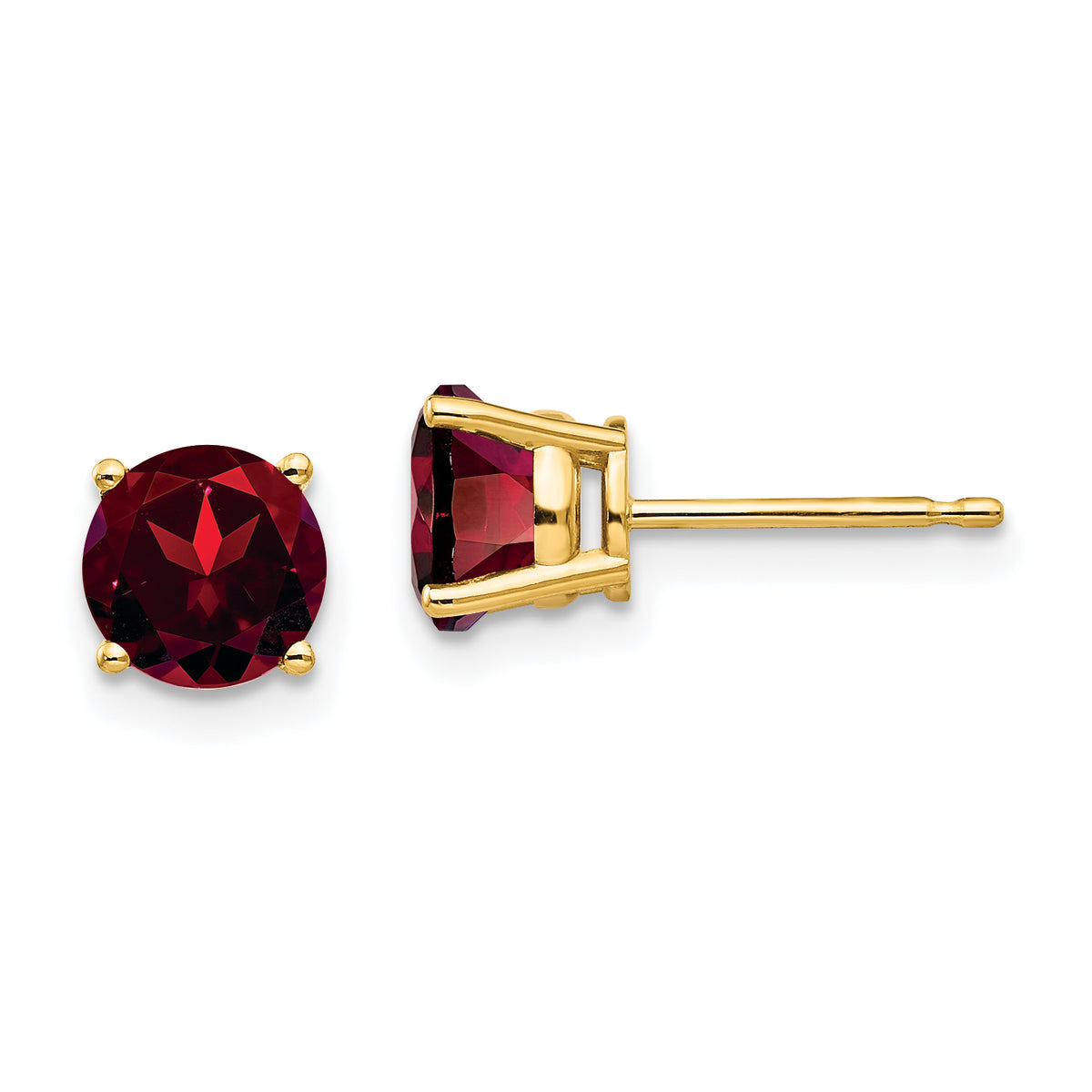 14k 6mm Garnet Post Earrings