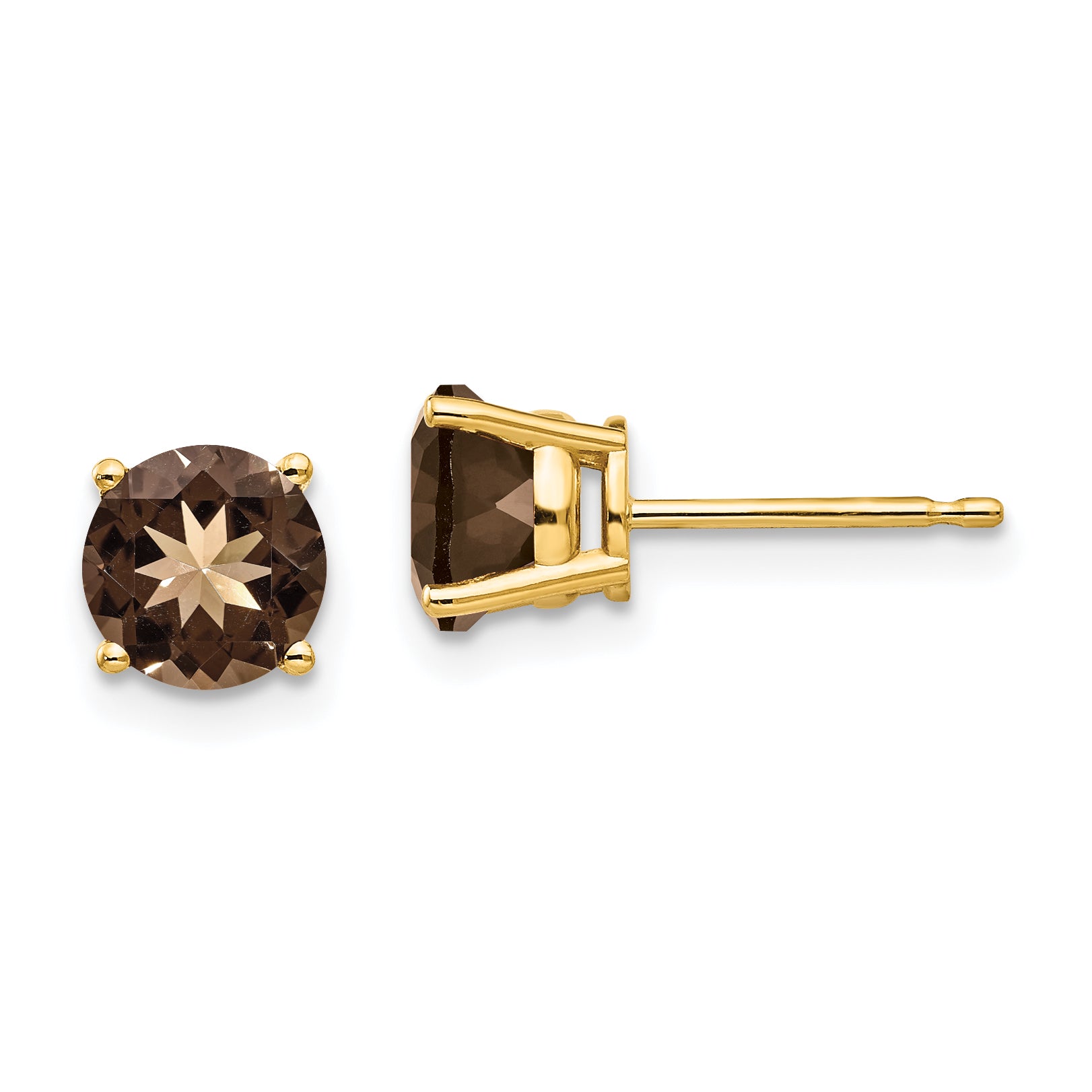 14k 6mm Round Smoky Quartz Earrings Main image