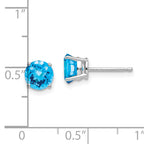 14k White Gold 6mm Blue Topaz Checker Earrings