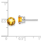 14k White Gold 6mm Citrine Checker Earrings