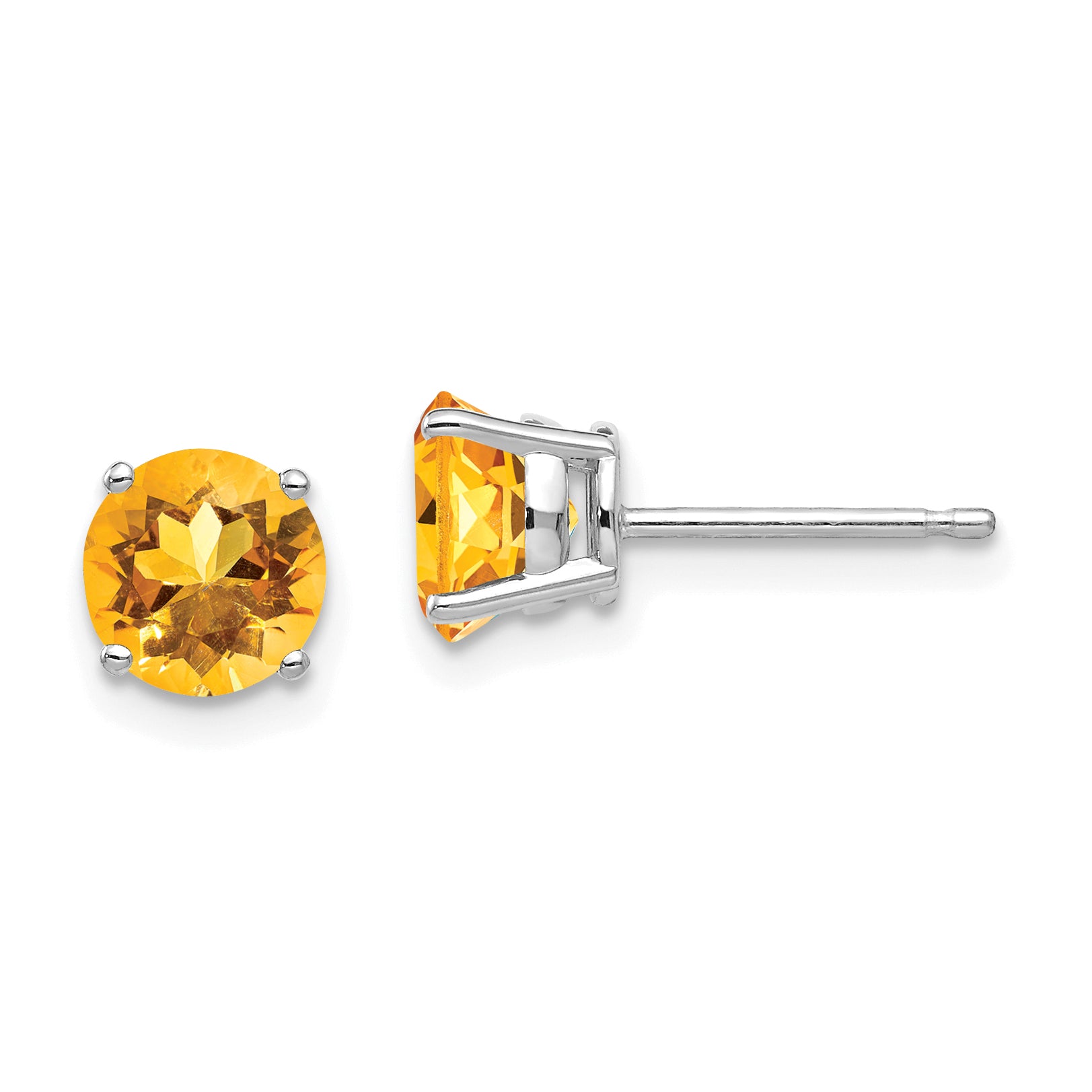 14k White Gold 6mm Citrine Earrings Main image