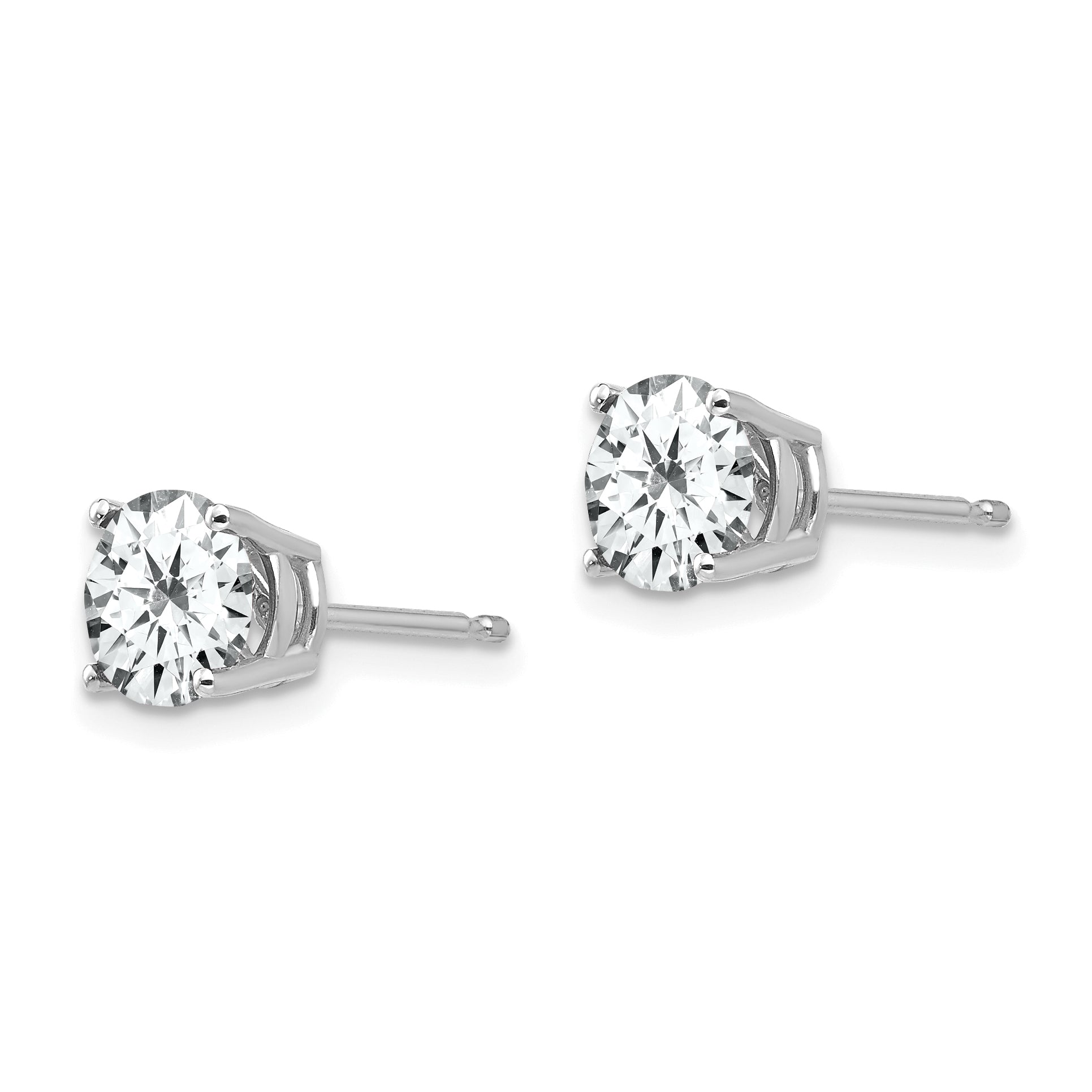 14k White Gold 6mm Cubic Zirconia Earrings Secondary image