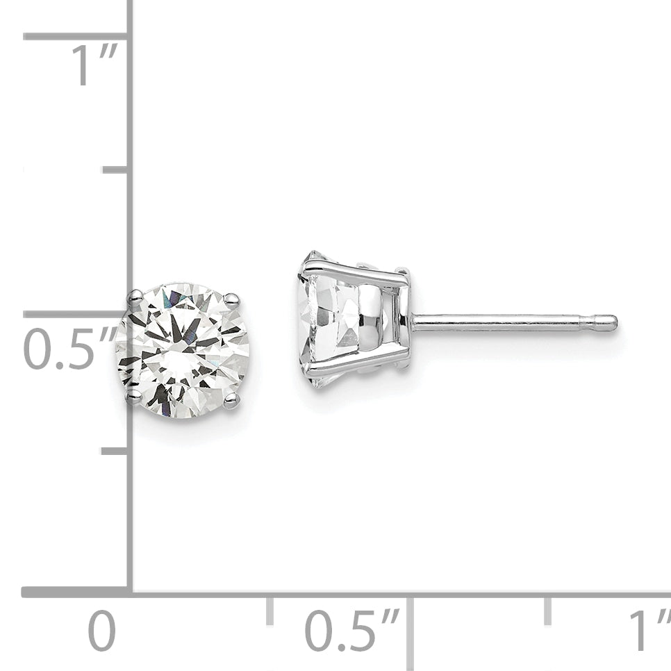 14k White Gold 6mm Cubic Zirconia Earrings